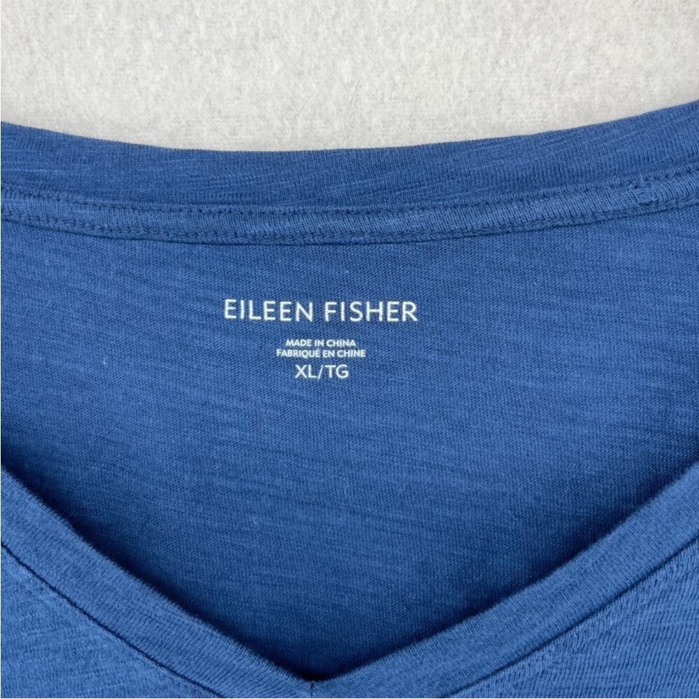 Eileen Fisher Navy Blue V-Neck Short Sleeve Tee XL - Picture 2 of 9
